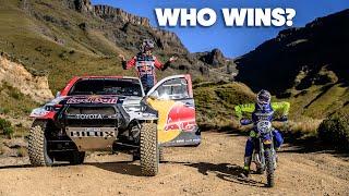 Who is Quickest up Africa's Hardest Road? Dakar Rally Car VS Dirt Bike