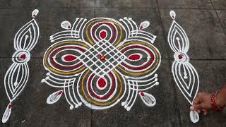 Dhanurmasam Muggulu | 5x1 Dots Small Margazhi Kolam Designs | Danurmasam Side Border Rangoli Designs