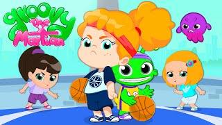 New episode! Groovy The Martian & Phoebe | Playing basketball all together | Sports for kids