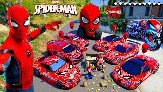 GTA 5 - Stealing SPIDERMAN SUPER CARS with Franklin! (Real Life Cars #197)