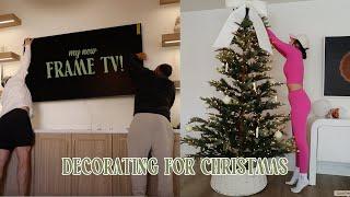 time to DECORATE + HUGE tv purchase!! vlogmas day 4