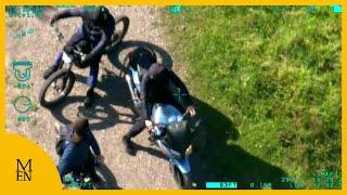 Police helicopter chases bikers down canal towpath