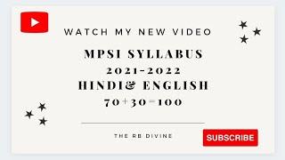 mpsi syllabus 2021-22 Hindi & English //mpsi exam 2022