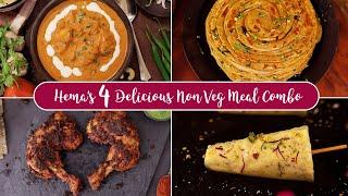 Hema’s 4 North Indian Meal Combo | Butter Chicken | Lachha Paratha | Tandoori Chicken | Malai Kulfi