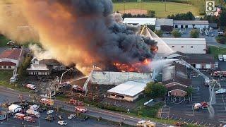 Drone video shows massive Weaver Nuts Company fire