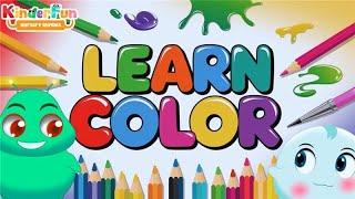 Fun Color Learning Song for Kids | Learn Red, Yellow, Blue | KinderFun Nursery Rhymes & Baby Songs