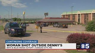 Woman shot outside Denny's near 38th & Blue Ridge Cutoff