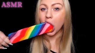 ASMR HUGE RAINBOW LOLLIPOP , LICKING & SUCKING, MOUTH SOUNDS (WHISPERING)