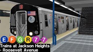 OpenBVE Virtual Railfanning: E, F, G, R and 7 Trains at Jackson Heights - Roosevelt Avenue