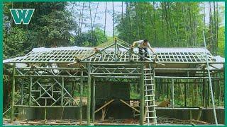 couple build house in bamboo forest, live happily together