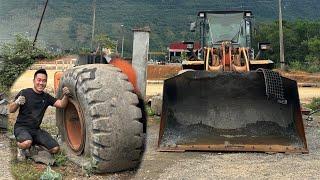 how a talented tire mechanic fixes giant wheel loader tires daily tire repair job giang