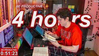 STUDY WITH ME LIVE | 4 HOURS  Harvard Alumnus, Chill Work With Me, Rain Sounds, Pomodoro Timer