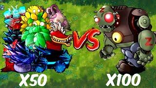 PVZ 1 Fusion Challenge! 50 Fusion Ultimate Plants VS 100 Robot Giga Gargantuar - Who Will Win?