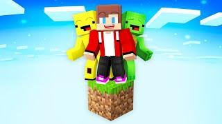 JJ, Mikey and Banana Kid Survive on One Block in the Sky - Minecraft Maizen