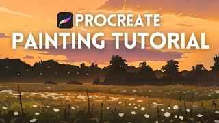 How to Paint a Sunset Landscape in Procreate - FULL TUTORIAL