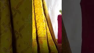 Banarasee Pure Chiffon Saree With Antique Zari Jaal & Border-Mustard Yellow