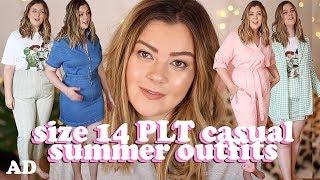 MIDSIZE CASUAL SUMMER OUTFIT IDEAS - PRETTYLITTLETHING TRY ON SIZE 14 | LUCY WOOD [AD]