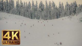 4K Winter Ski Resort Video with Soothing Music for Relaxation - Summit at Snoqualmie, USA