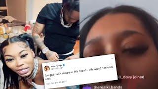 Fivio Foreign baby mother goes off on him on IG live after Asian Doll was twerking on him