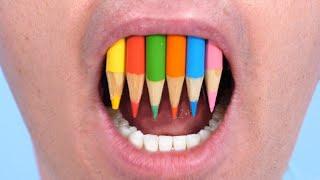 TEETH MADE OF COLOR PENCILS!