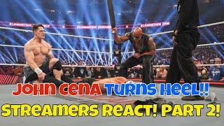 Streamers React! John Cena turns Heel Part 2!! #wwe #eliminationchamber #johncena