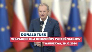 Donald Tusk: Wsparcie dla rodziców wcześniaków Konferencja prasowa, Warszawa 29.10. 2024