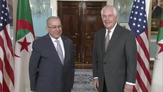 Secretary of State Tillerson Camera Spray with Algerian Foreign Minister Ramtane Lamamra