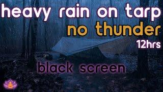 [Black Screen] Heavy Rain on Tarp No Thunder | Rain Ambience | Rain Sounds for Sleeping