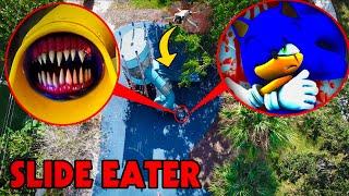 DRONE CATCHES SLIDE EATER EATS SONIC THE HEDGEHOG IN REAL LIFE!