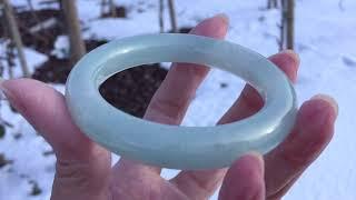 Icy Blue Water Jadeite Bangle - "冰晴/藍水"翡翠手鐲