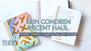 Erin Condren Haul Teacher Lesson Planner for Content Planning Book Lovers Journal + New Pen Testing