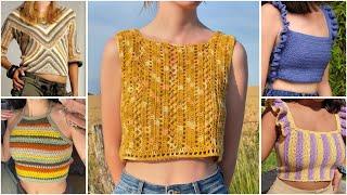 Beautiful crochet cotton thread  fancy top/crop top/short top designs