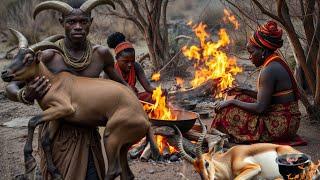 Incredible Goat Feast with the Hadzabe Tribe - Ancient Bush.