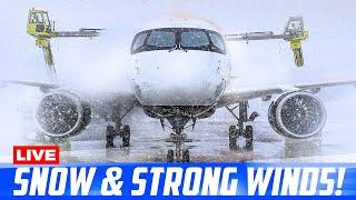 LIVE DE-ICING at WINDY & COLD CHICAGO O'HARE AIRPORT | SNOW | PLANE ORD AVGEEK SPOTTING