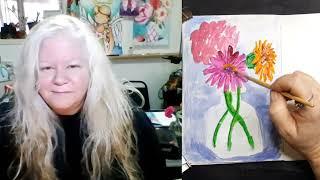 Mila's Flowers Demonstration Painting Brenda Knoll Easy Watercolor Abstract Flower Painting