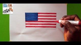 How to draw America Flag for beginners. 