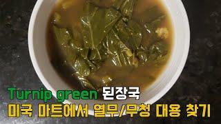 미국 열무 무청 시래기 대용 터닙 그린 Turnip green 시래기국 레시피  KoreanFood Recipe Soybean Soup Doenjang Siraegiguk