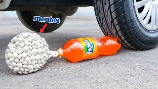 Aplastando Cosas Crujientes | Experimento: Fanta y Mentos VS Rueda de Coche