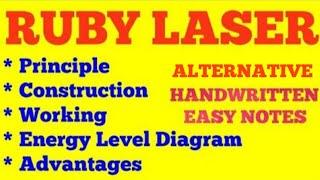 RUBY LASER | LASER PHYSICS | RUBY LASER HANDWRITTEN NOTES IN ENGLISH | RUBY LASER NOTES |