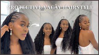 PROTECTIVE VACATION HAIR STYLE! | HALF BRAIDS HALF WEAVE | QUICK SEW IN TUTORIAL ft Alipearl Hair