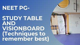 NEETPG / NEXT- STUDY TABLE and VISION BOARD for Good Rank in NEET PG (+Techniques to remember best)