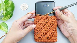 How to Crochet Phone Bag | Crochet Phone Cover | Twist Motif Stitch | ViVi Berry DIY