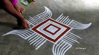 Aadi madham Rangoli  simple padi kolam  easy muggulu