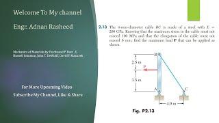 #Mech of Materials# |ProblemSolutionMOM​ | Problem 2.13 |Stress & Strain| Engr. Adnan Rasheed