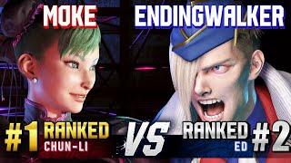 SF6 ▰ MOKE (#1 Ranked Chun-Li) vs ENDINGWALKER (#2 Ranked Ed) ▰ High Level Gameplay