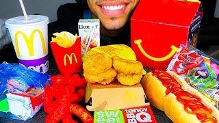 ASMR MCDONALDS TOYS CHICKEN NUGGETS HOT CHEETO PUFFS HAPPY MEAL HOT DOG EATING SHOW JERRY MUKBANG