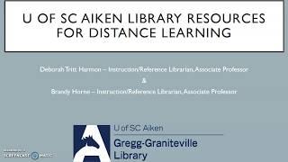 U of SC Aiken Library Resources for Distance Learning