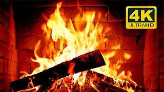  Cozy Fireplace 4K (12 HOURS). Fireplace with Crackling Fire Sounds. Fireplace Burning 4K