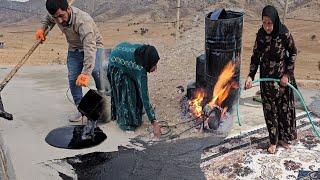 Nemat's talents: Nemat's help to insulate the roof of Soraya's house before the rain #deoora