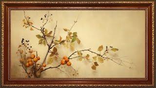 Tangerine Berries and Vine, Vintage Autumn, Still Oil Painting | Frame TV Art